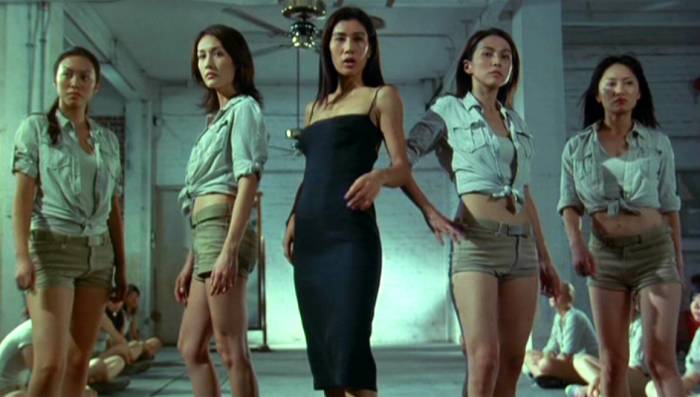 The girls learning to 'walk'. Starting at 2nd from left, Charlene (Maggie Q), Madame M (Almen Wong Pui Ha) and Katt (Anya Wu).